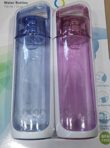 KOR Water Bottles, 750ml/25oz, BPA Free, 2-Pack, Blue and Lavender