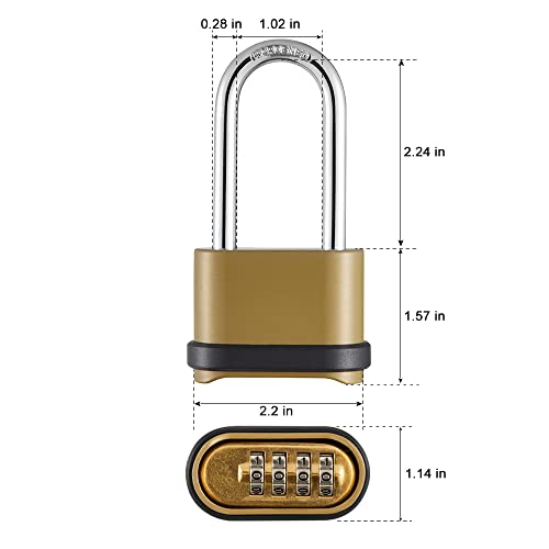 Cincinno Heavy Duty Combination Lock, 4-Digit Combo Lock With Long Shackle,Weatherproof Combination Padlock For Outdoor Use,4 Pack #TOP1