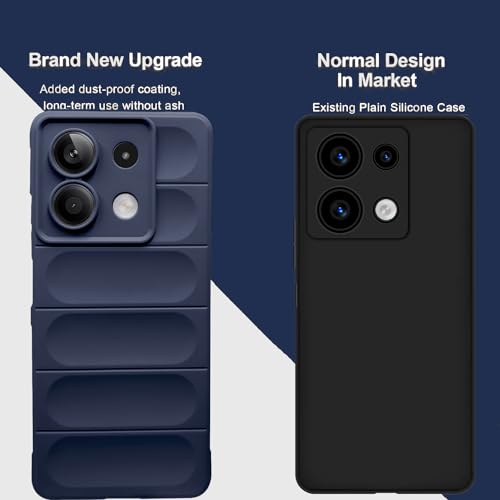 Image of A rtistque Liquid Silicone Stripes Back Cover Case for Mi Redmi Note 13 5G | with Camera Protection | with Inner Fabric | Anti Slip Grip | AirBag Case - Blue