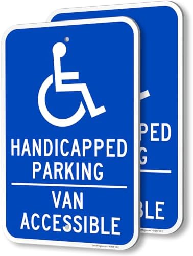 SmartSign Handicapped Parking Signs – Pack Of 2, 18x12 Inch Reflective Aluminum Composite Signs (Blue/White)
