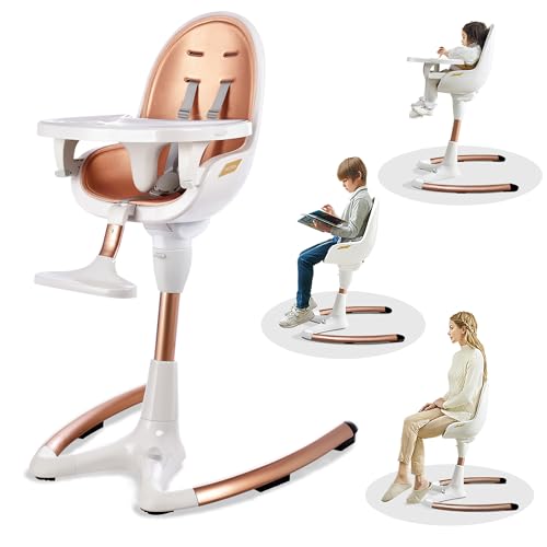 Hot Mom Babyhochstuhl mitwachender Kinderhochstuhl verstellbare Sitzhöhe & Winkel, Essensstuhl mit Fußstütze Abnehmbares Tablett, für Kleinkinder, Kinder oder Erwachsene geeignet, H9 Weiß