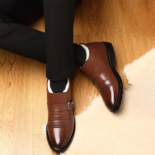 Men's Warm Cold Proof for Outdoor Hiking Casual Casual Leather Winter Plush Warm Snow Shoes， High Top Cotton for Men New Business Shoes2