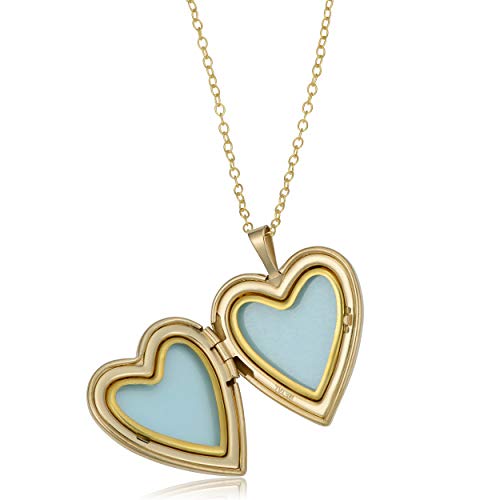 Kooljewelry Gold Over Brass Heart Locket On Gold Over Sterling Silver Cable Chain Necklace (18 Inch) #TOP1