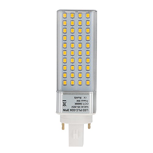 HERO-LED G24-40S-2P-DW Rotatable PL-C Lamp G24D 2-Pin LED CFL/Compact Fluorescent Lamp, 8W, 18W Equal, Daylight White 5000K (Remove/Bypass The Ballast)