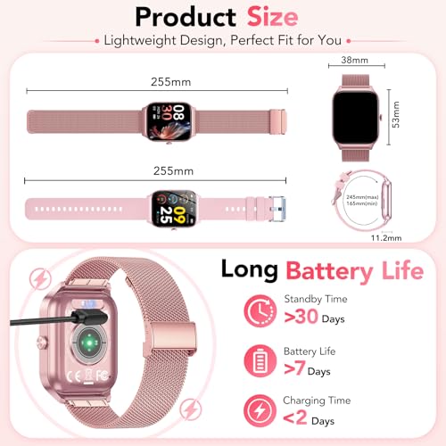 Image of Smart Watch for Women, Answer /Make Call /AI Voice,1.85 inch HD Smartwatch Compatible for iPhone /Samsung /Android,120+Sport Modes Fitness Tracker with Heart Rate /Sleep Monitor, IP68Waterproof (2 Bands)