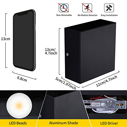 Lightess LED Wall Sconce Hardwired 10W, Set of 2 Modern Wall Lamp Black, Up Down Wall Mount Lights Mini Metal for Living Room Bedroom Hallway Decor, Warm White, O1185TP - Image 6