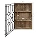 Kate and Laurel Megara Decorative Wooden Wall Hanging Curio Cabinet for Open Storage with Decorative Black Iron Door, Rustic Brown
