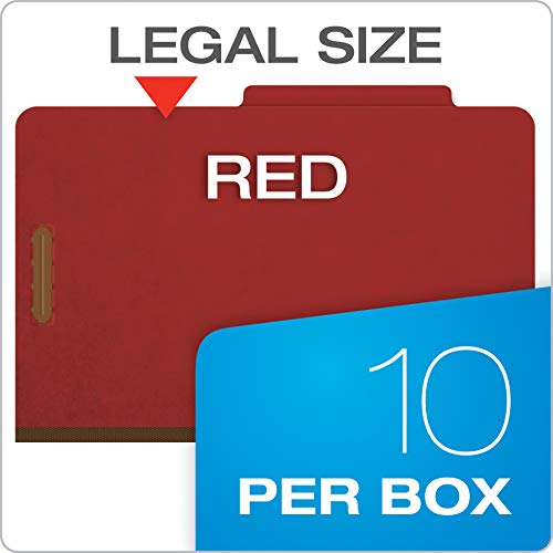 Pendaflex-Recycled-Classification-File-Folders-2-Dividers-2-Embedded-Fasteners-25-Tab-Cut-Legal-Size-Red-Box-of-10-29075R