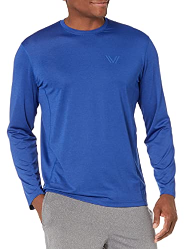 Amazon Brand - Peak Velocity Men s Tech-Stretch Long Sleeve Quick-Dry Loose-Fit T-Shirt, Pace Blue Heather, Large