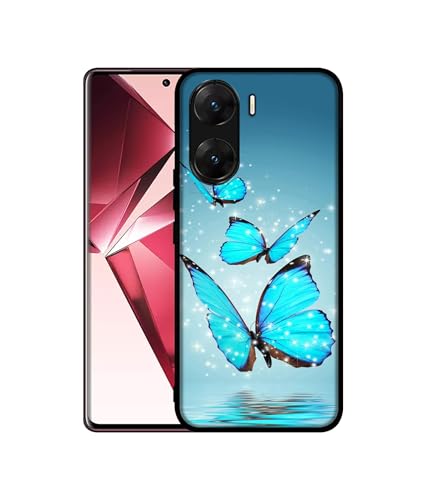 Image of Flying Butterflies Design Premium 2D Printed Metal Back Case Cover for Vivo V29E 5G