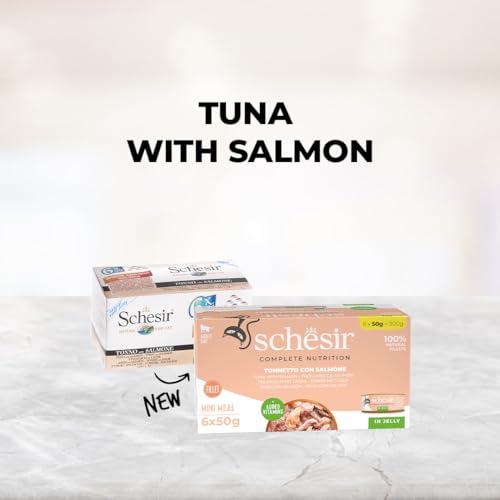 Schesir Cat Jelly Thunfisch mit Lachs, Katzenfutter nass, 1 x 6 Dosen x 50 g – Ansicht 3