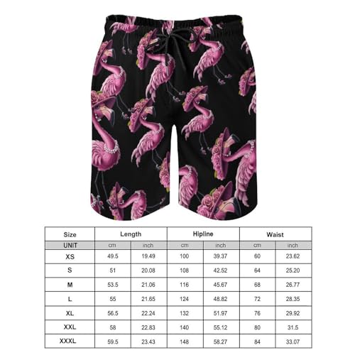 Beautiful Flamigos Lady Men's Swim Trunks Quick Dry Board Shorts Hawaiian Beach Shorts With Pocket2