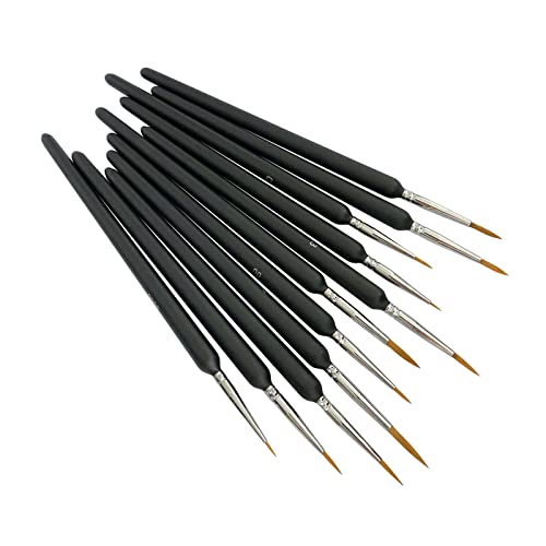 Pacote com 11 pincéis de contorno de cerdas macias, kits de pincéis de pintura em miniatura, pincéis