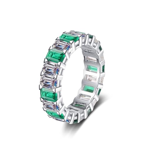 Bague en argent femme 925 forme d'émeraude et zircone carrée