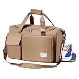 Bolsa de gimnasio, bolsa de deporte con bolsillo húmedo, bolsas portátiles de noche para mujer, impermeables, ligeras, bolsas de fin de semana para mujeres, fin de semana, vacaciones, Brown,