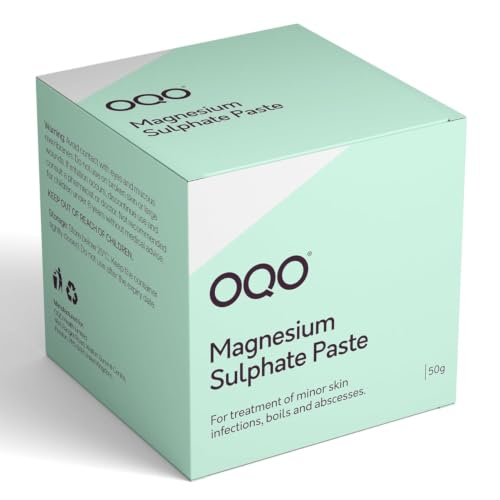 Magnesium Sulphate Drawing Paste & Cream | Boil & Abscess Treatment for Splinters Ingrown Hairs & Insect Bites | 50g | Made in the UK | OQO