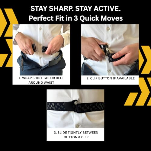 Hero's Pride Shirt Tailor Activewear Shirt Stay Belt – Dual-Sided Silicone Grip – Adjustable Fit (26"–50") – No-Slip, Low-Profile Uniform Belt for Law Enforcement, Military, Business, & Everyday Use3