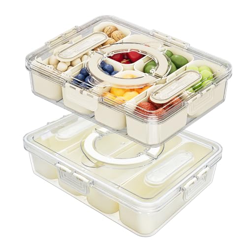 WHFDCai 2-Pack Divided Food Storage Tray with Lid & Utensils