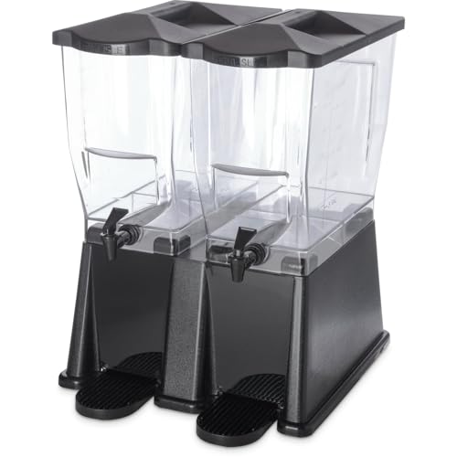Despachadores De Agua, Kitchen Carlisle 1085303 TrimLine Polycarbonate Economy Double Base Beverage Dispenser, 6-gal. Capacity, 16-3/8 x 15-3/4 x 21-1/2', Black