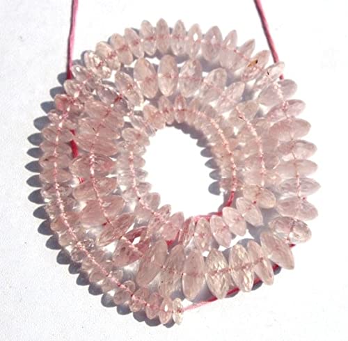 Perles de quartz rose naturel taillées en rondelles facettées de 7 à 13 mm pour création de bijoux