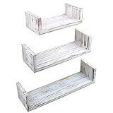 Kettle Bear Products LLC, Floating Shelves, Rustic, White, U Shaped, Wood, Wall Mounted, Set of 3, Bedroom, Bathroom, Kitchen, Nursery, Office, More
