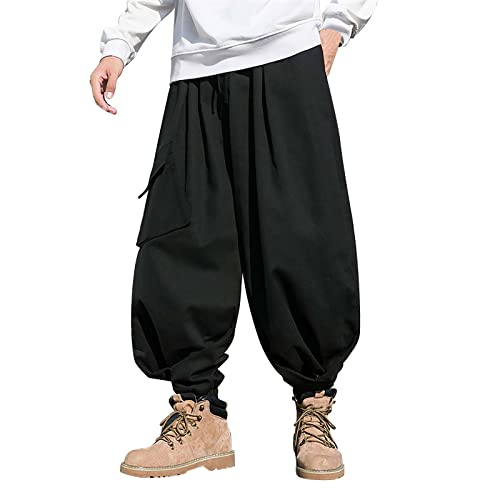 Mens Baggy Hip Hop Joggers Casual Trendy Harem Pants Cargo Hippie Loose Fit Drop Crotch Tapered Trousers Streetwear