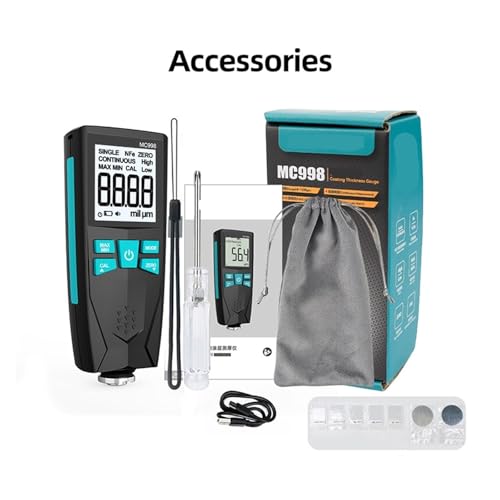Paint Thickness Gauge MC996 MC998 Medidor de espesor para pintura de automóvil 0-1500um con sonda Fe & NFe, tester portátil miniatura 4