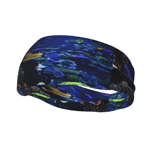 Phayah Bandeau élastique pour femme et homme avec motif colonie de corail sous-marin pour yoga, course à pied, évacuation de la transpiration