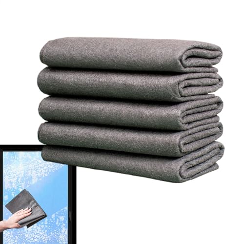 Uonguon Paño de limpieza de microfibra, 5 paños reutilizables multifuncionales, paños gruesos, toallas de limpieza, accesorios lavables, bolsa de limpieza para vidrio, casa, cocina, 30,5 x