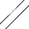 Auroris Chaîne en cuir véritable noir épaisseur 2 mm avec fermoir mousqueton en argent sterling 925 Longueur : 45 cm #1