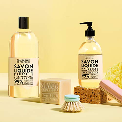 Compagnie De Provence Savon De Marseille Extra Pure Liquid Soap - Fragrance Free - 16.7 Fl Oz Glass Pump Bottle And 33.8 Fl Oz Plastic Bottle Refill #TOP2