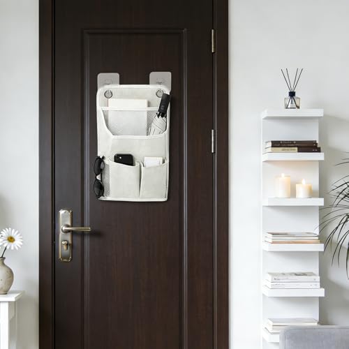 2 Stück Hängeorganizer, Hohe Kapazität Hängeaufbewahrung mit 4 Haken Faltbares Leinen Wand Organizer Hängend Wand Aufbewahrungstasche Leinen Aufbewahrung Hängend für Zuhause Büro Bad, Beige