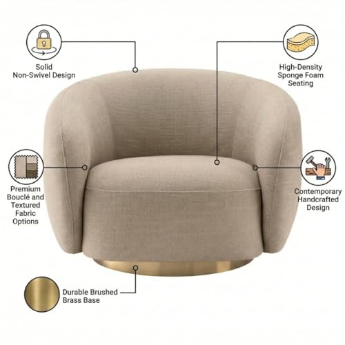 Image of Kingsman Furnitures Brok Swivel Luxury Accent Arm Chair 360 Degree Rotatable Sofa for Home | Bedroom, Living & Drawing Room | Ultra Soft and Comfortable for Lounge (Avalon Sand, Non-Swivel)