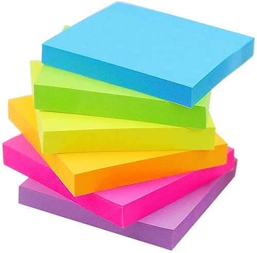 Note adesive, 48 Note adesive 3x3 con 6 Note autoadesive dai Colori Brillanti 100 Fogli/Blocco (48 Note)