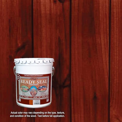 Image of Ready Seal Exterior Wood Stain | Semi-Transparent Oil-Based Formula | Professional Grade Stain and Sealer in One | Ideal for Decks, Fences, Pergolas, Wood Siding & More | 5 Gallon | Mahogany