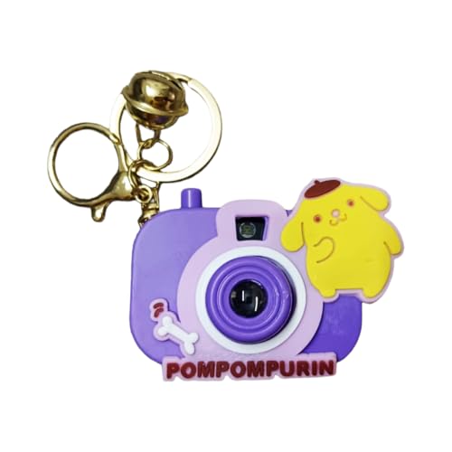 Image of Mini Projector Camera Toy with Bell, Plastic Multicolor Design, Light Projection Feature, Cartoon Keychain for Kids