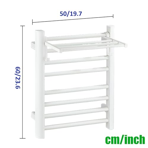 Toallero calefactable blanco de pared con cableado y estante para baño y spa 5