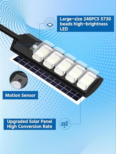 Image of LITVERSE 300W Solar Wall Mount Street Light, IP67 Waterproof with Remote & Motion Sensor. Dusk to Dawn 6500K Cool White LED Flood lamp, Durable ABS Alloy Body for Home, Garden, Yard, gate & Parking