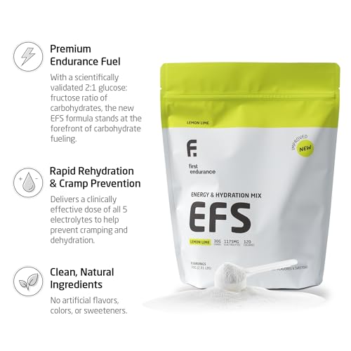 Image of EFS Hydration & Endurance Drink Mix - Premium Carbohydrates for Energy & Performance, Electrolytes for Rapid Rehydration & Running, Cycling and Triathlon Nutrition | Isotonic Energy Fuel | Lemon-Lime