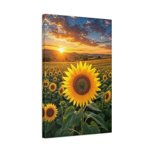 Toile tournesols champ de fleurs jaunes déco murale salon moderne vertical 40x60