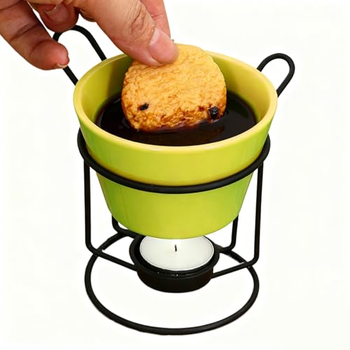 Cuenco de postre para fondue, plato de salsa de chocolate para entretenimiento, porcelana suave con mango compacto, soporte de aperitivos de mesa para frutas, nueces, dulces y golosinas de fiesta, 4.3