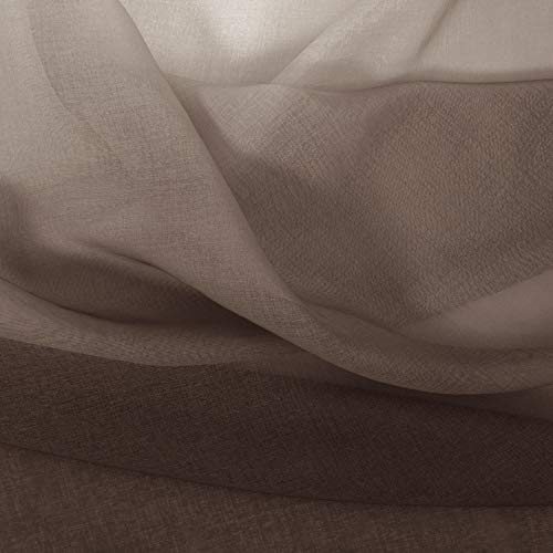 Dwcn Brown Faux Linen Ombre Sheer Curtains - Gradient Semi Voile Curtains For Bedroom And Living Room, Set Of 2 Grommet Top Window Curtain Panels, 52 X 90 Inches Long, Chocolate Brown #TOP4