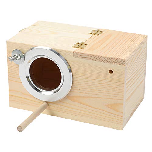 Image of Pine Wood Parakeet Nest Box Bird House Budgie Breeding Mating Box for Lovebirds Cockatiel Parrotlets (S)