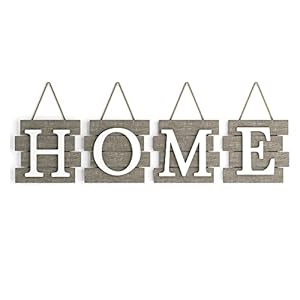 Barnyard Designs Home Tile Sign Wall Decor, Rustic Primitive Country Decorative Wall Art for Home and Kitchen 32″ x 8” (HOME Brown)