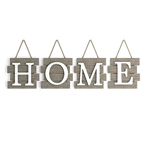 Barnyard Designs Home Tile Sign Wall Decor, Rustic Primitive Country Decorative Wall Art for Home and Kitchen 32" x 8” (HOME Brown)