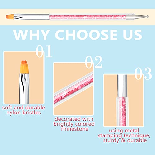 Double-Ended Nail Art Brushes, TEOYALL 5 PCS Nail Design Tools Kit Including Nail Liner Brush and Nail Dotting Pens for UV Gel Nail Home Salon - Thumbnail 3