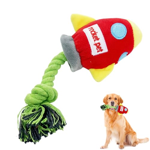Kezvmhy 犬用ロープおもちゃ - 犬用チューロープ, 犬用ロープおもちゃロケットきしむ子犬のおもちゃ, 不滅の犬のおもちゃきしむクリーニング咀嚼おもちゃ子犬の退屈のための引っ張りおもちゃ