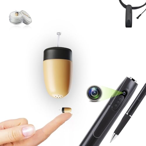 Pinganillosocultos Kit Auricular Invisible Supermini + Collar Bluetooth V10 con Micrófono + Boligrafo Camara