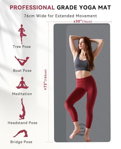 HAPBEAR Large Yoga Mat - 72"x30" Extra Wide Exercise Mat, 1/5" Thick Dual Color PVC, Anti- - image 2