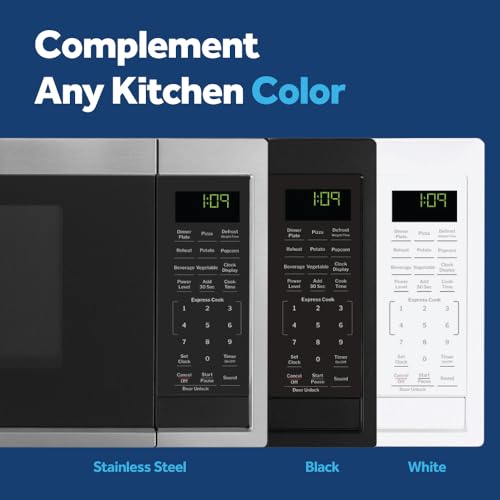 Image of GE Countertop Microwave Oven, 900 Watt, 0.9 Cu. Ft., Black, GCST09N1WBB | 7 Convenience Cook Settings, One-Touch Controls, Child Lock Technology, Glass Turntable, for Kitchen, Dorm, Office, Apartment